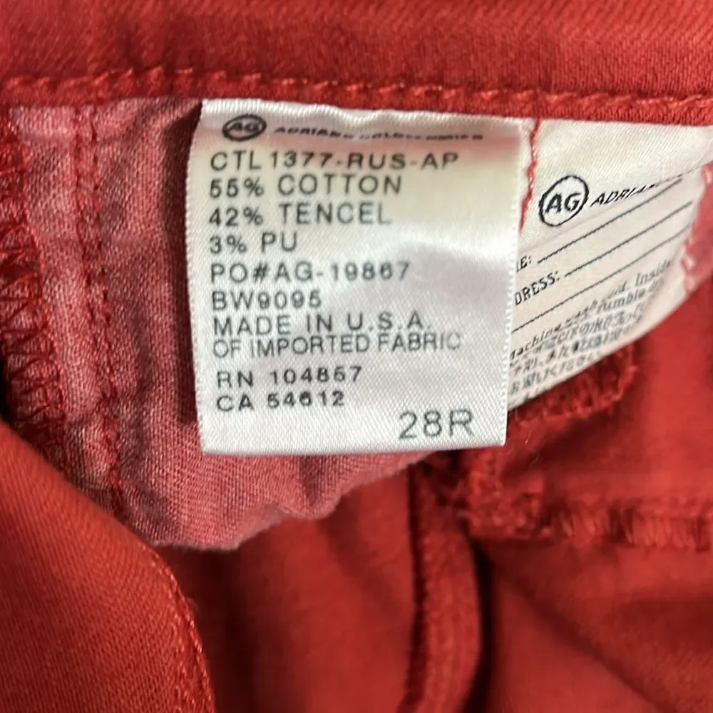 AG The Stevie Ankle Slim Straight Rust Jeans | Size 28R